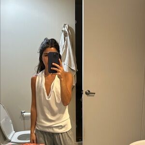 WeWoreWhat White Silk Halter Top